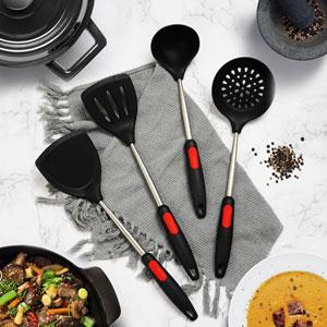NEW DESIGN SILICONE KITCHEN UTENSILS SET WITH STAINLESS STEEL HANDLE